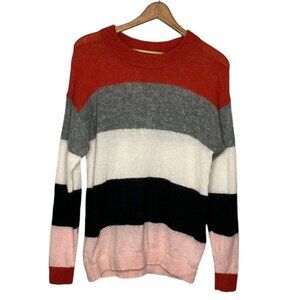 Part Two Copenhagen Women's Small S Orange Gray Black Stripe Mohair Wool Sweater